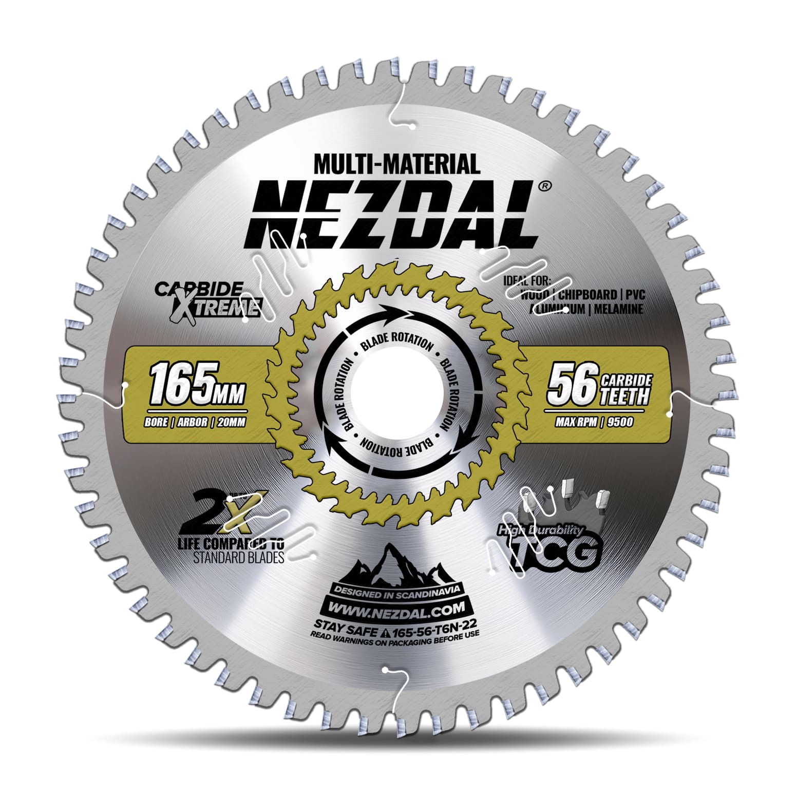 165mm | 56T | Multi-Material | Fine Finish | 2,2mm Kerf