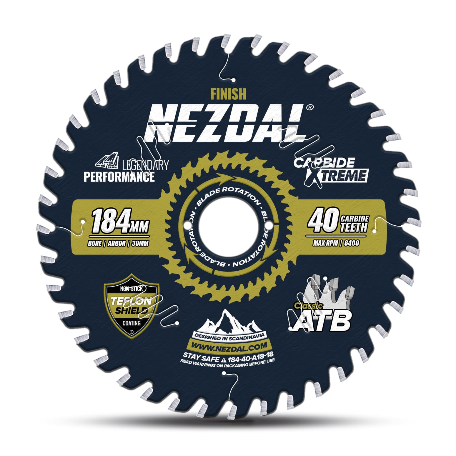 184mm | 40T | Finish | Wood | 30mm Arbor