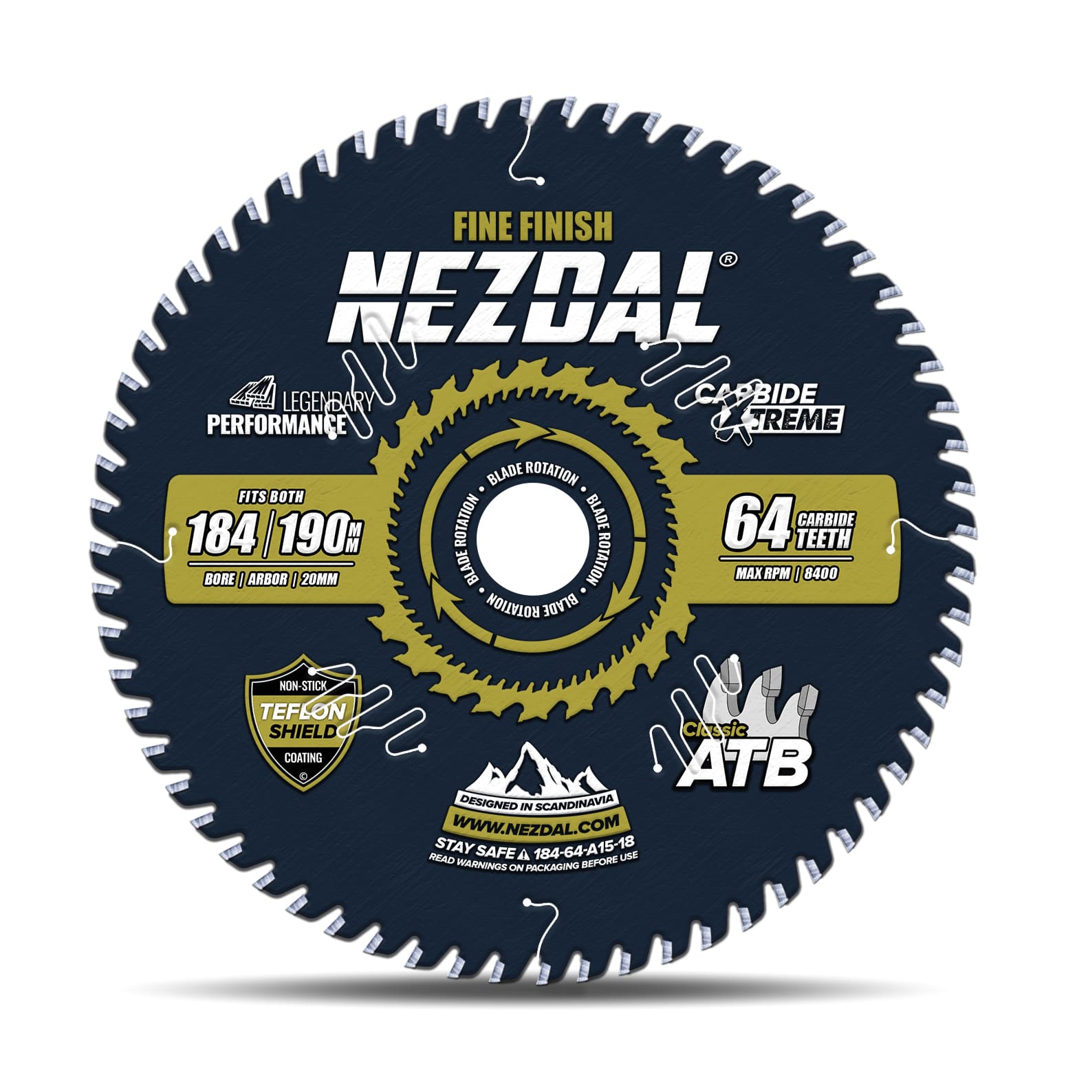 184/190mm | 64T | Fine Finish | Wood | 20/16/15,87mm Arbor