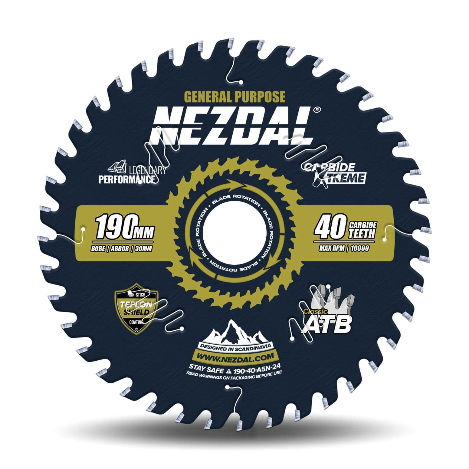 190mm | 40T | General Purpose | Wood | 30mm Arbor | Miter Saw