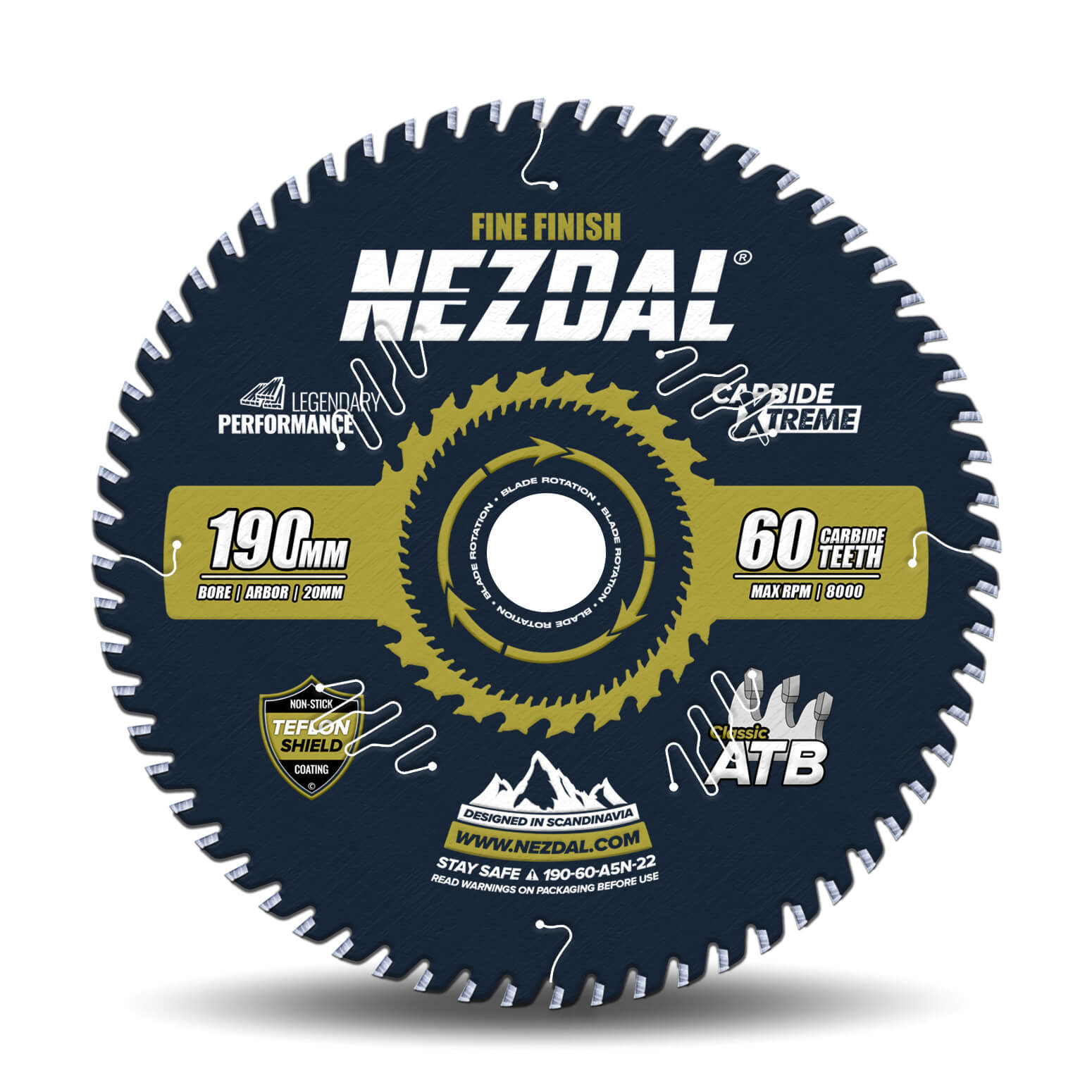 190mm | 60T | Fine Finish | Wood | 20mm Arbor | Miter Saw