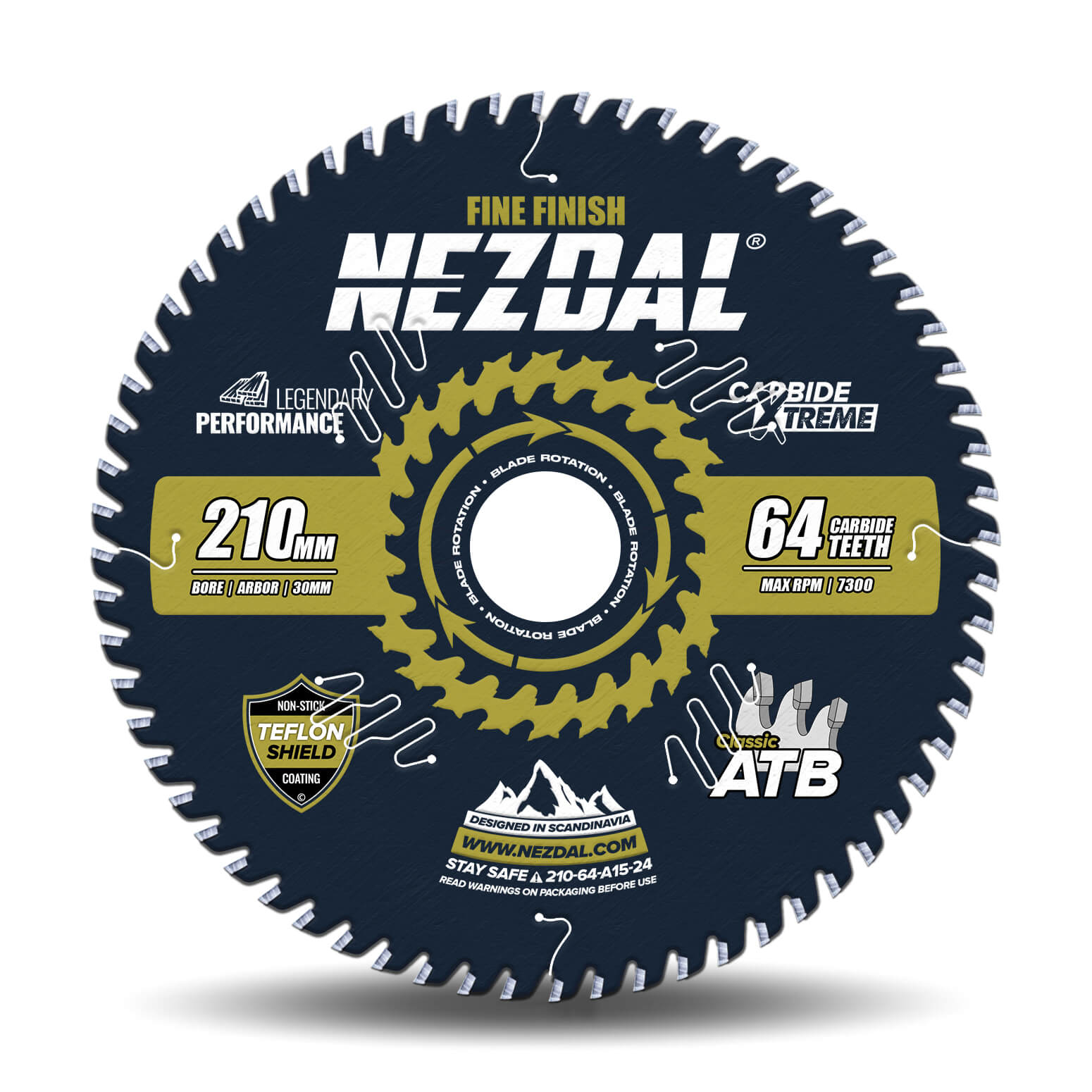 210mm | 64T | Fine Finish | Wood | 2,4mm Kerf