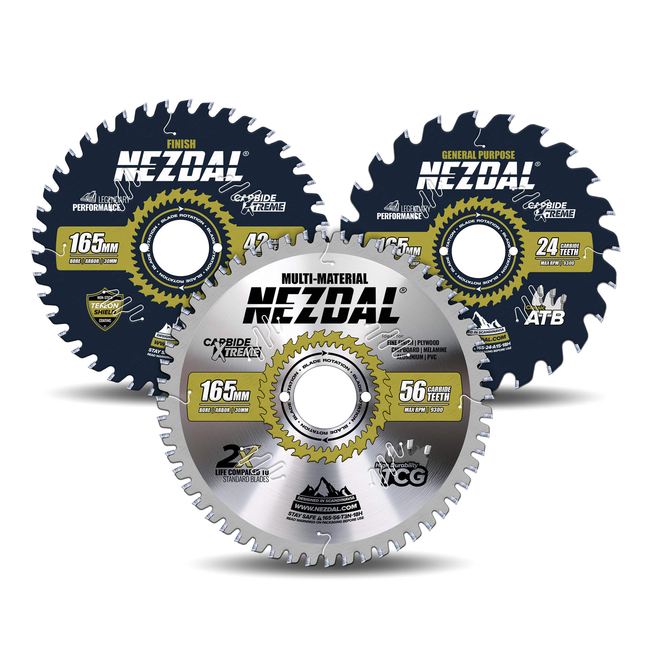 165mm Trio | 24, 42, 56T | General Purpose, Finish, Multi-Material | 30mm Arbor