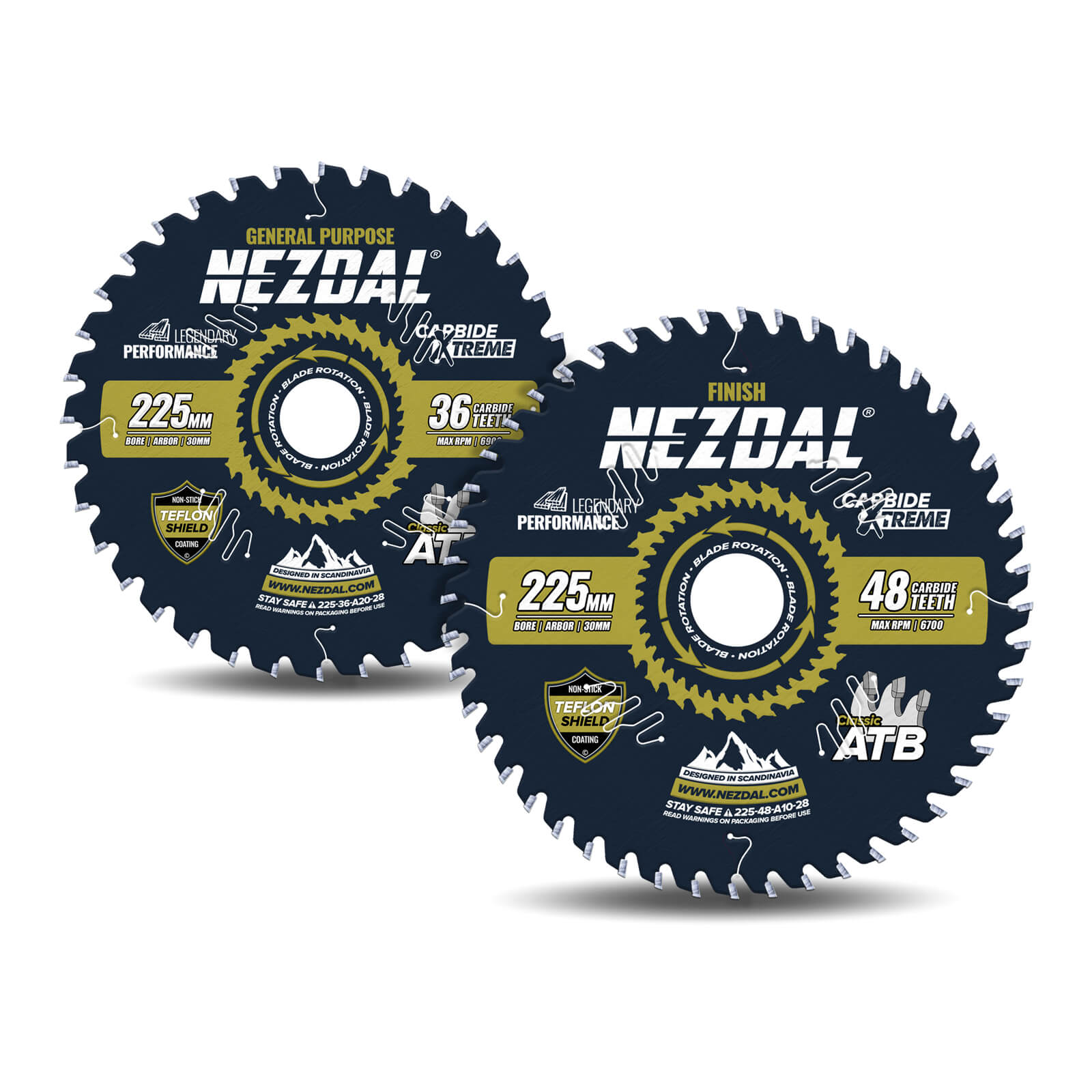 225mm Duo | 36, 48T | General Purpose, Finish | Table Saw