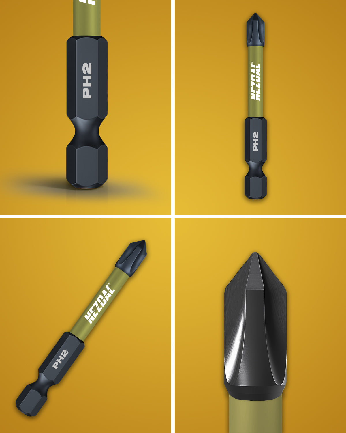 PH2 | Bits | 60mm length | Color-coded | Perfect fit | For Impact & Drill Drivers | 2 pcs