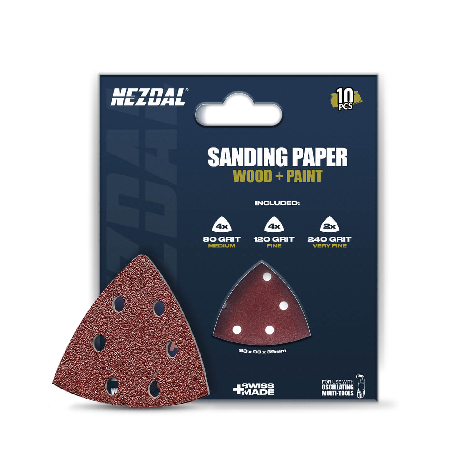Sandpaper | Ø93mm | P80, P120, P240 | For multitools | 10 pcs