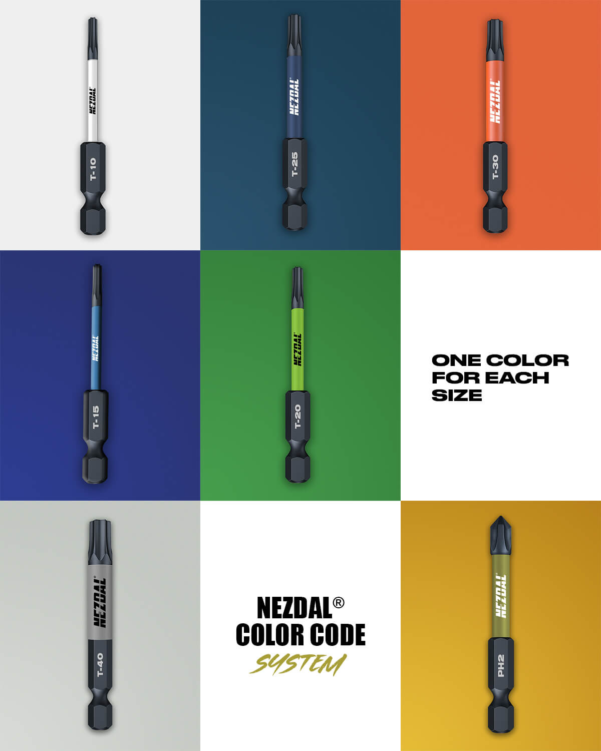 PZ2 | Bits | 60mm length | Color-coded | Perfect fit | For Impact & Drill Drivers | 2 pcs