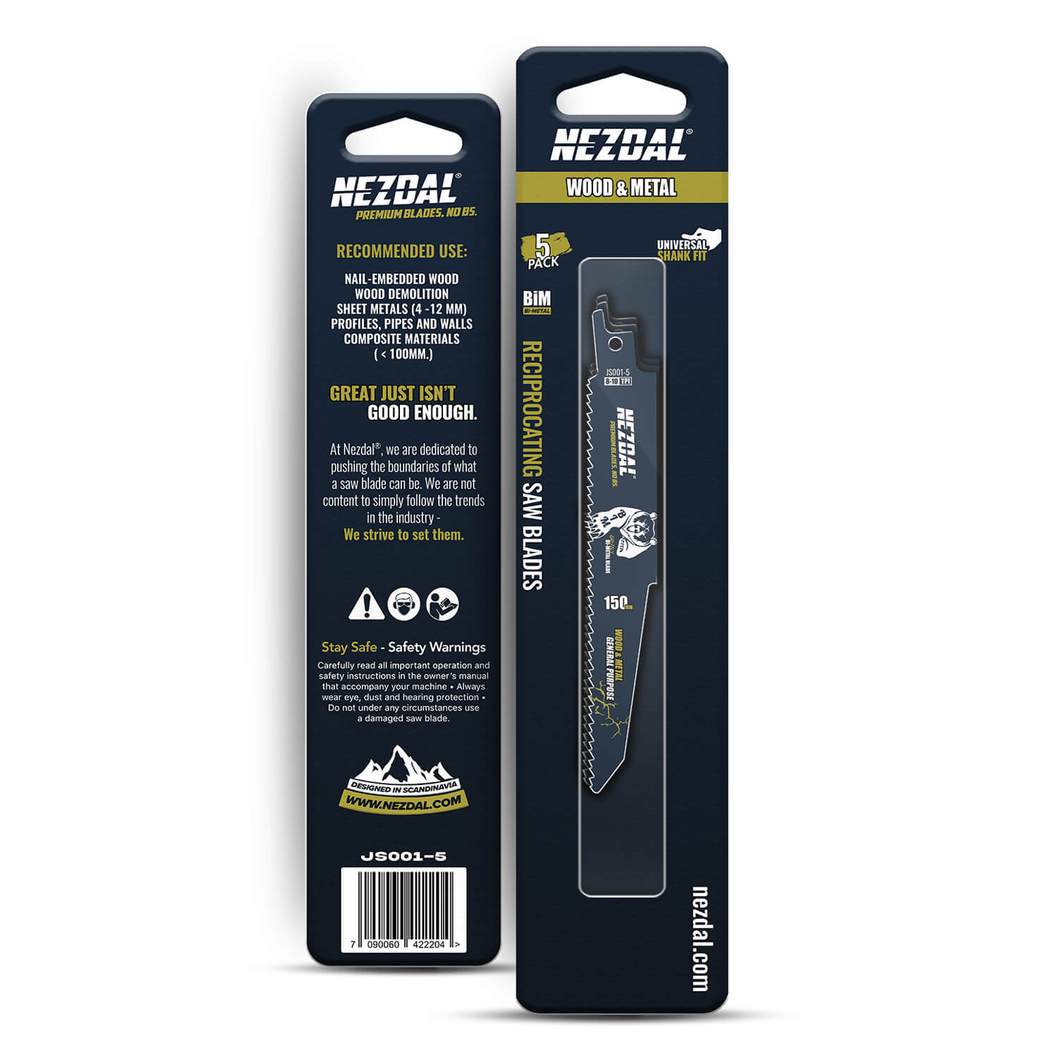 150mm | Multi-Material | Wood & Metal | Reciprocating Blades | 5 pcs