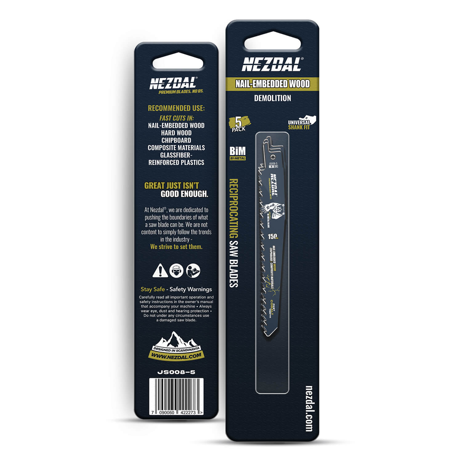 150mm | Demolition | Nail-Embedded Wood | Reciprocating Blades | 5 pcs