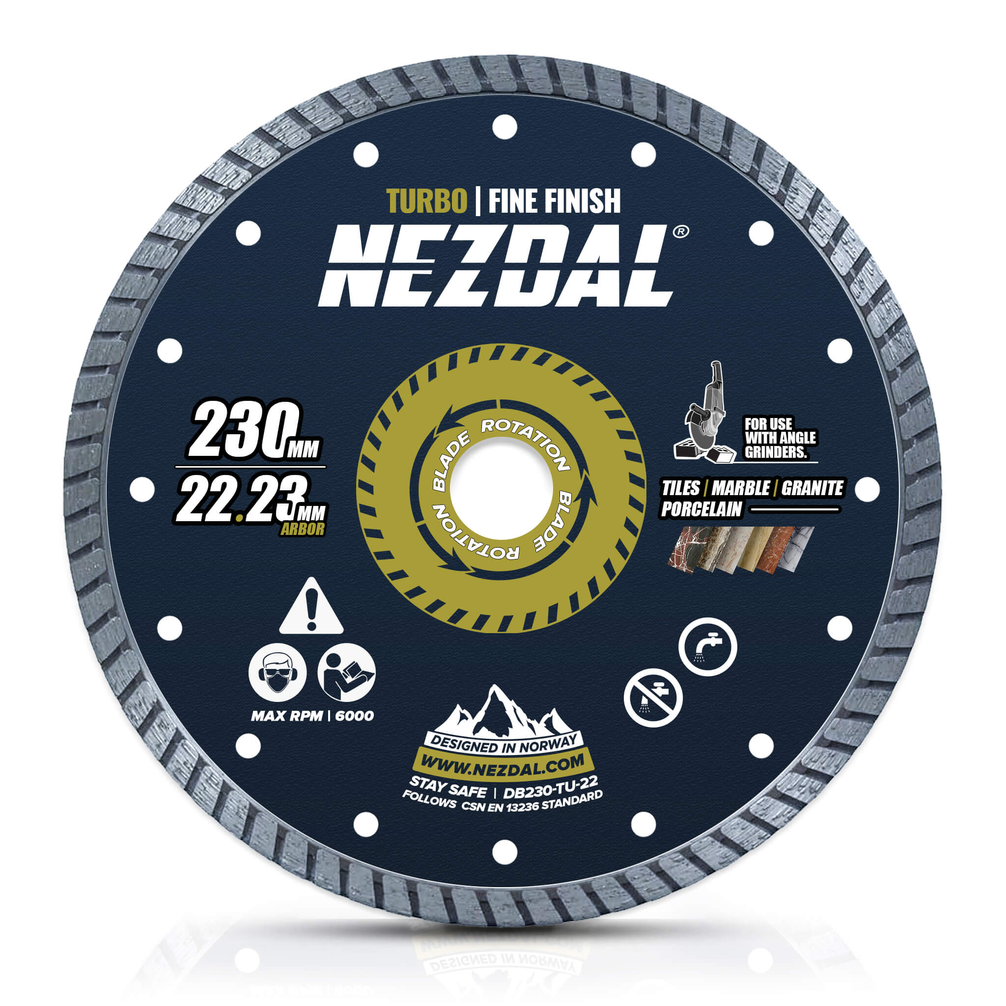 230mm diamond blade cutting disc for angle grinders for tiles, marble, granite etc.