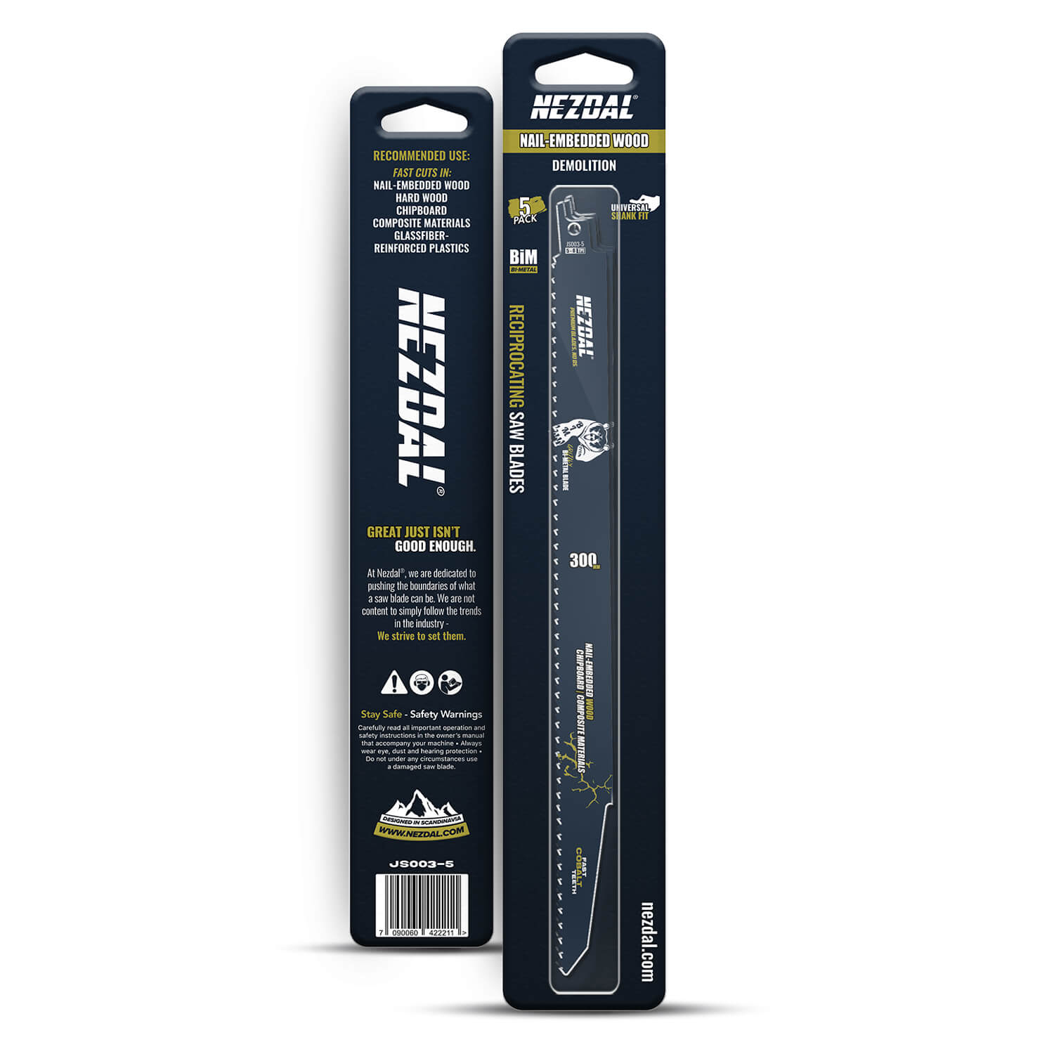 300mm | Demolition | Nail-Embedded Wood | Reciprocating Blades | 5 pcs