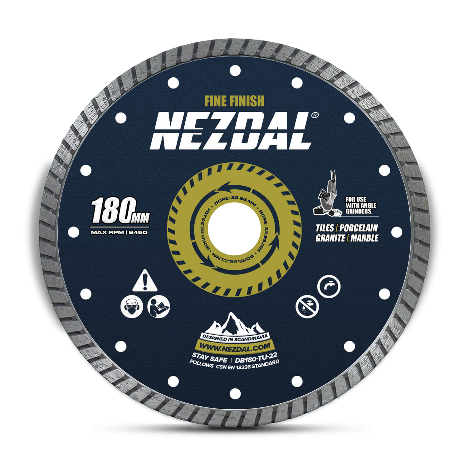 180mm | Tiles, Marble, Granite | Fine Finish | Angle grinder disc