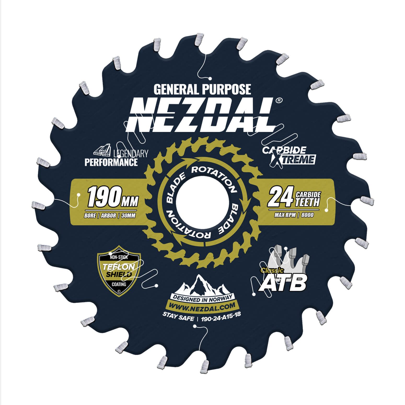 190mm | 24T | General Purpose | Wood | 30mm Arbor