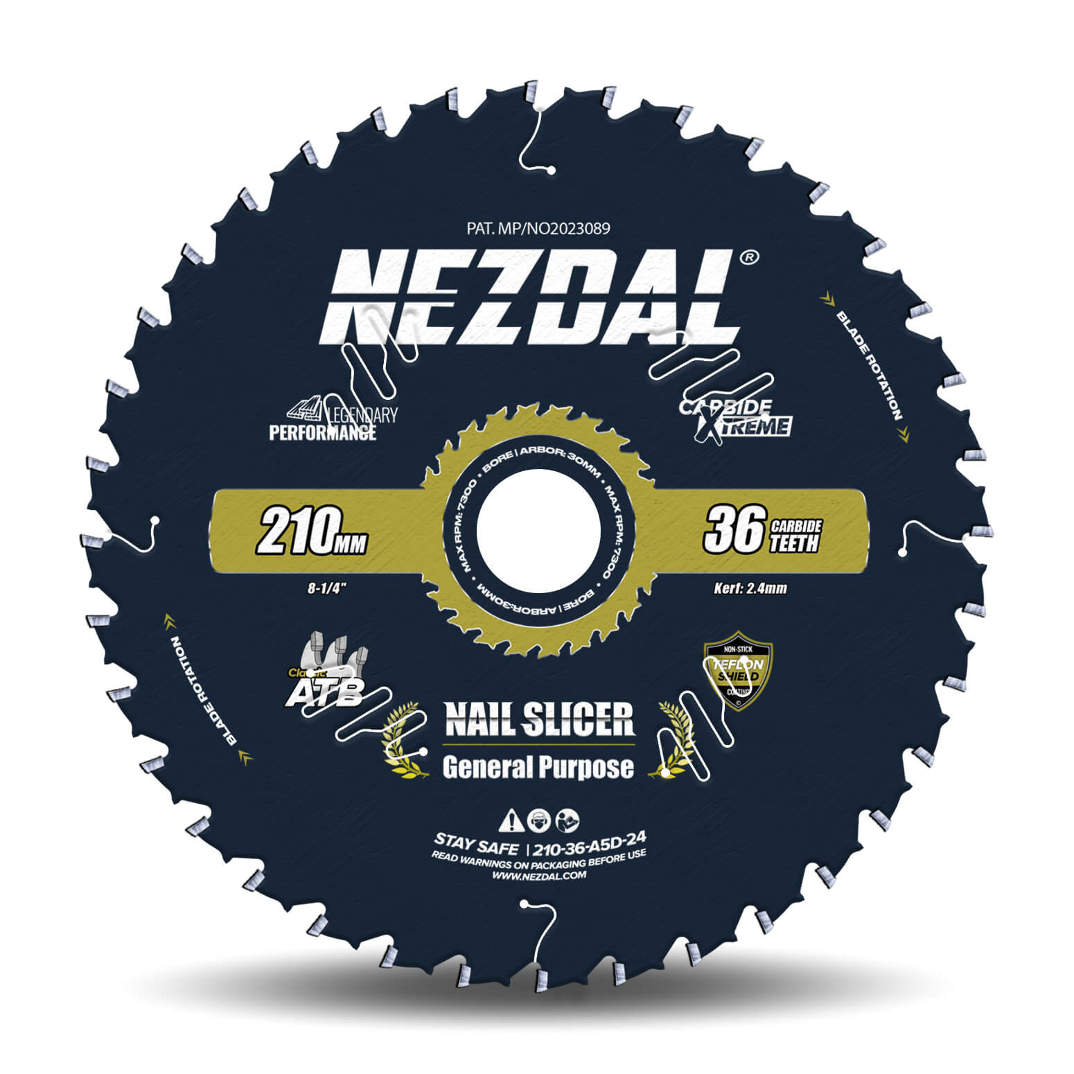 210mm | 36T | Wood & Nails | General Purpose | Nail-Slicer® | 15X Life | 2,4mm Kerf