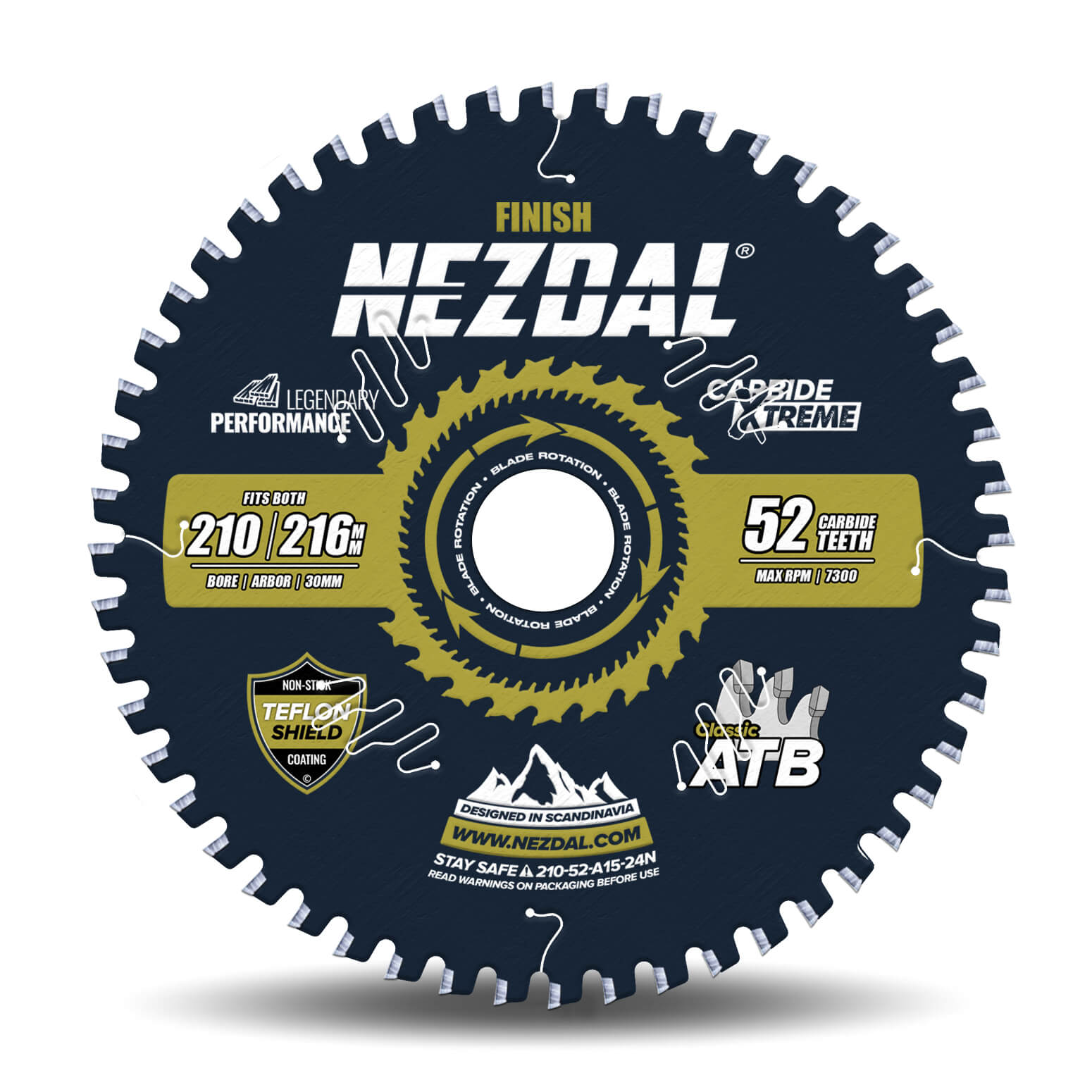 210mm | 52T | Finish | Wood | 2,4mm Kerf