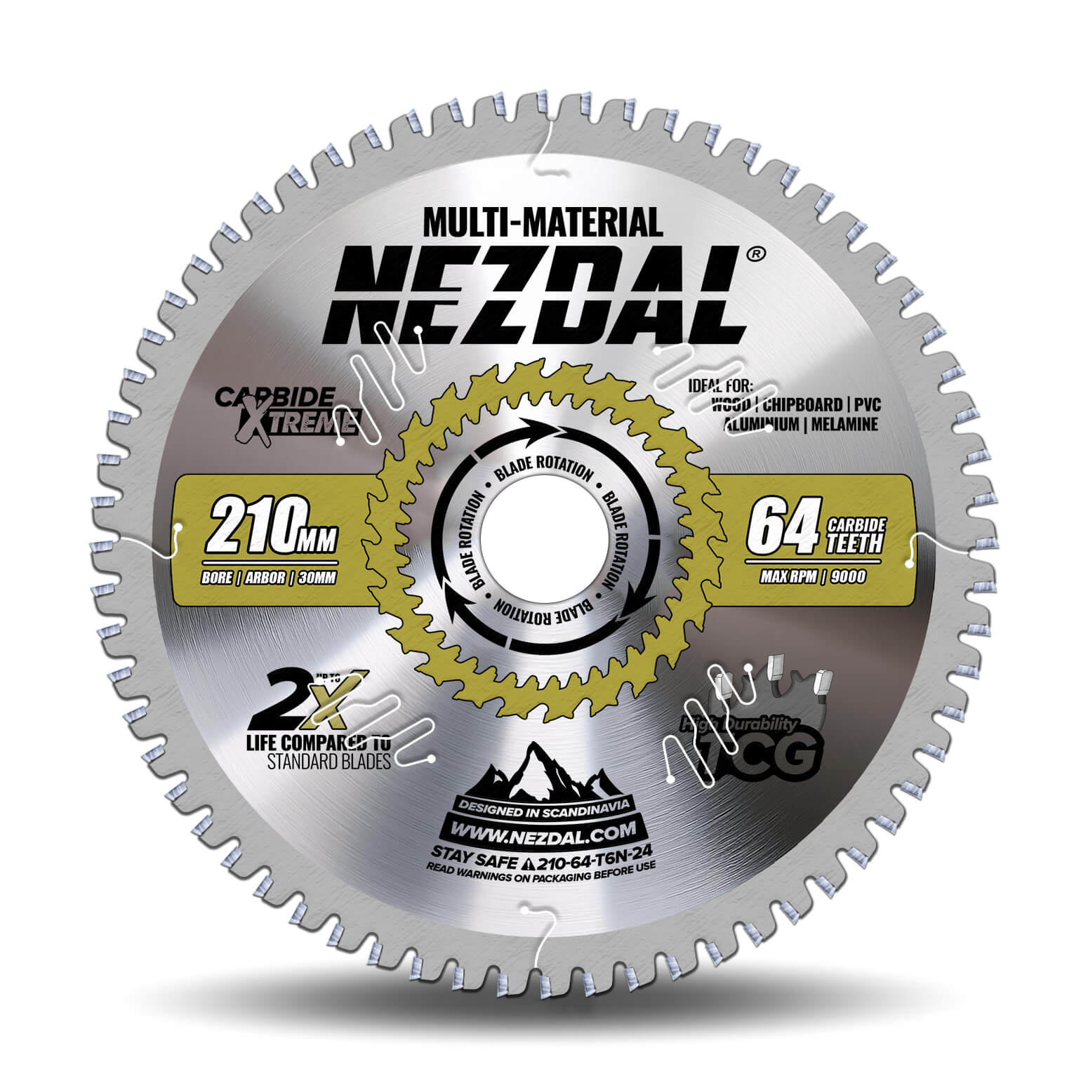 210mm | 64T | Multi-Material | Fine Finish | 2,4mm Kerf