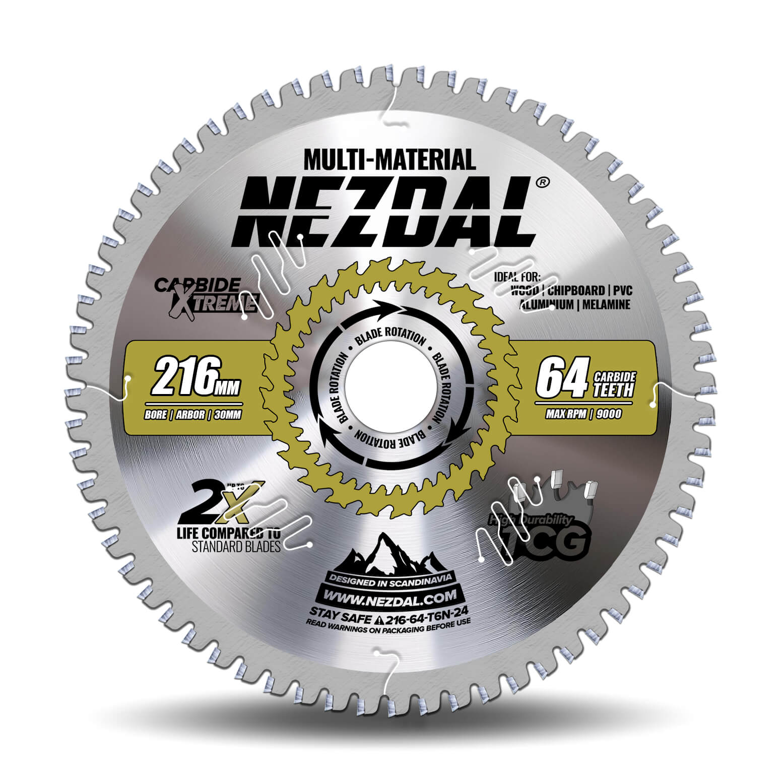 216mm | 64T | Multi-Material | Fine Finish | Miter Saw