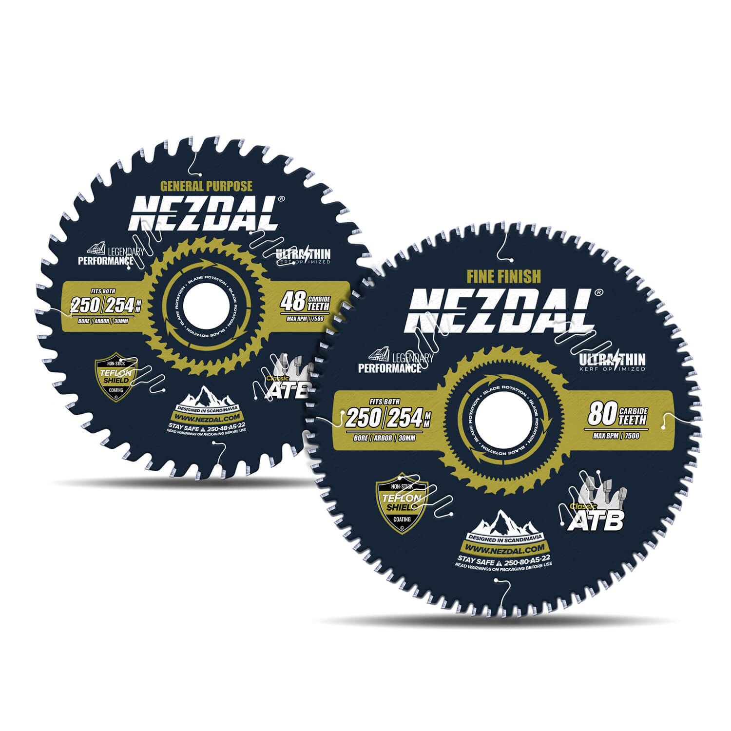 250/254mm Duo | 48, 80T | General Purpose, Fine Finish | Ultra Thin Kerf | Ideal for battery saws