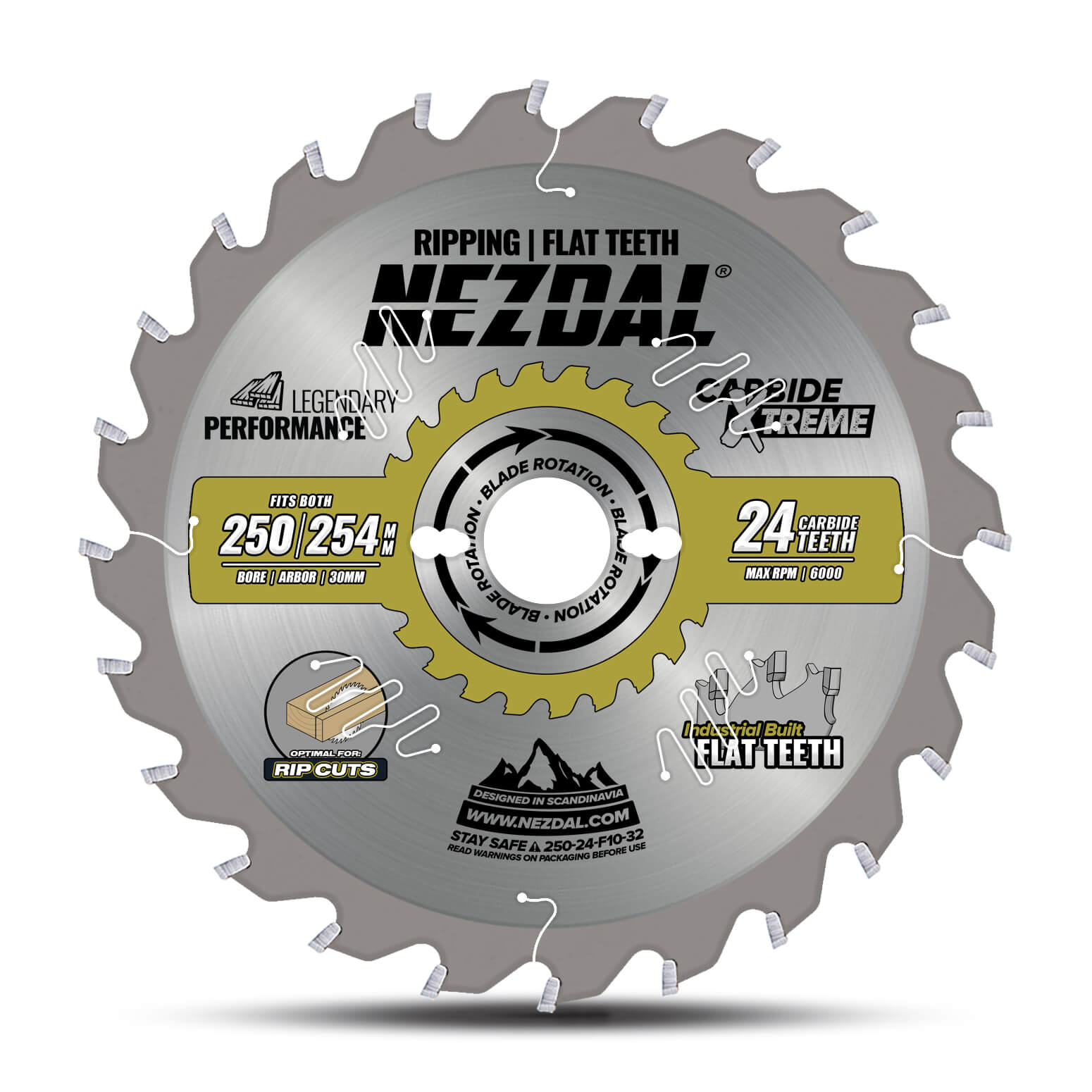 250/254mm | 24T | Ripping, Grooving | Flat Teeth | 3,2mm Kerf | Table Saw