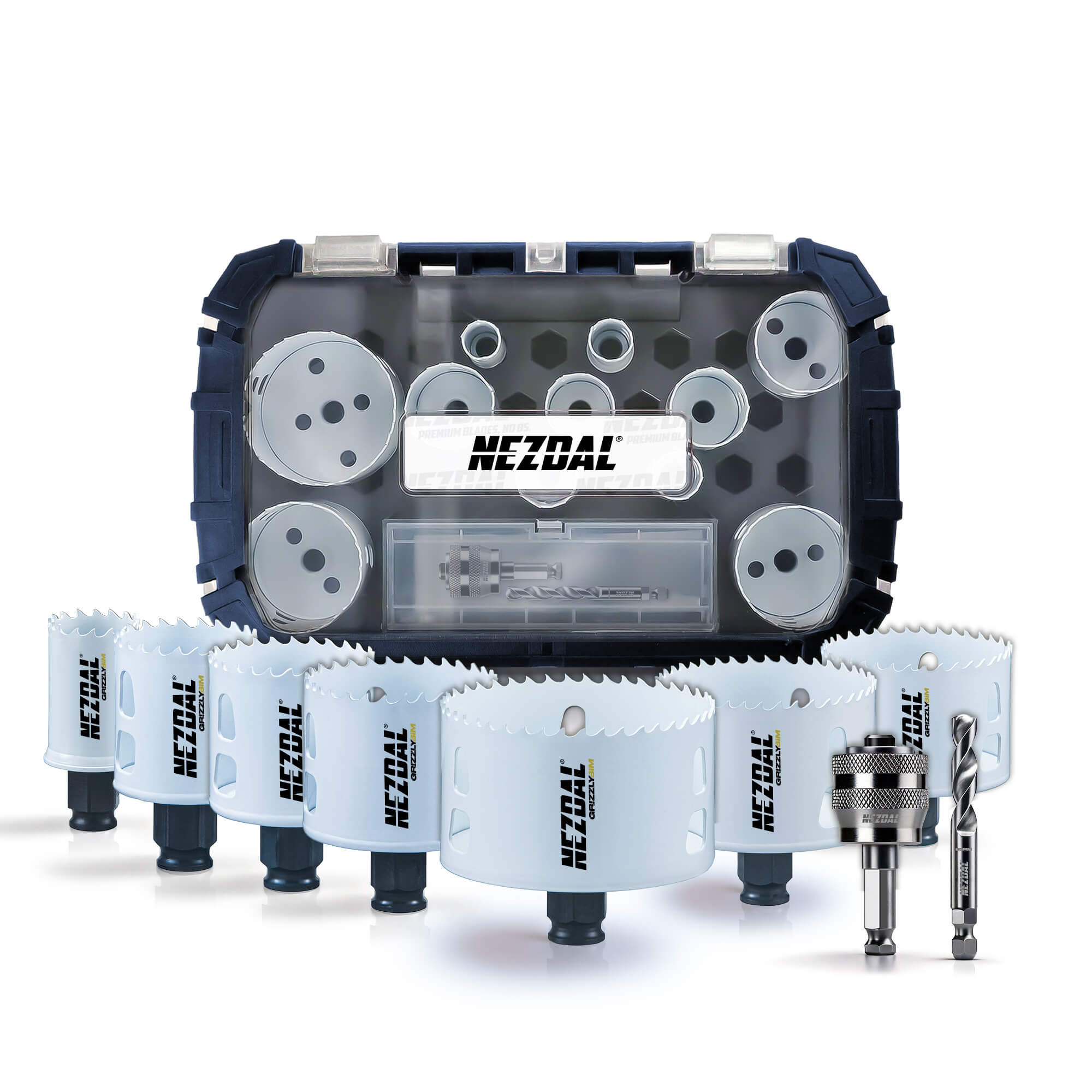 The Allrounder | 32, 44, 51, 64, 73, 76, 83mm | Wood & Metal | 44mm Cut Depth | Grizzly BiM® | Incl. adapter, pilot drill, case