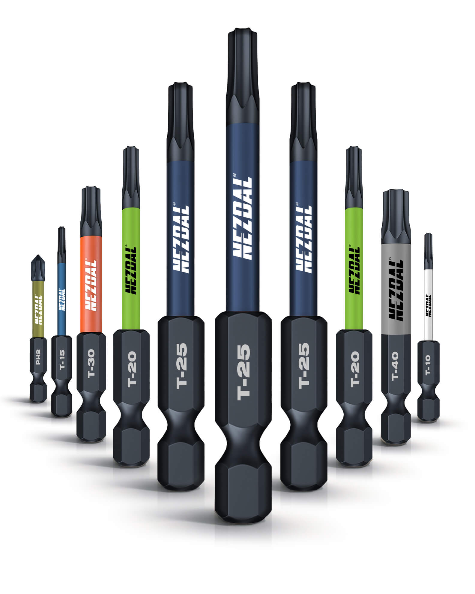 Carpenter’s Favorites | 60mm length | Color-coded | Perfect fit | 10 pcs Bits, Carabiner holder