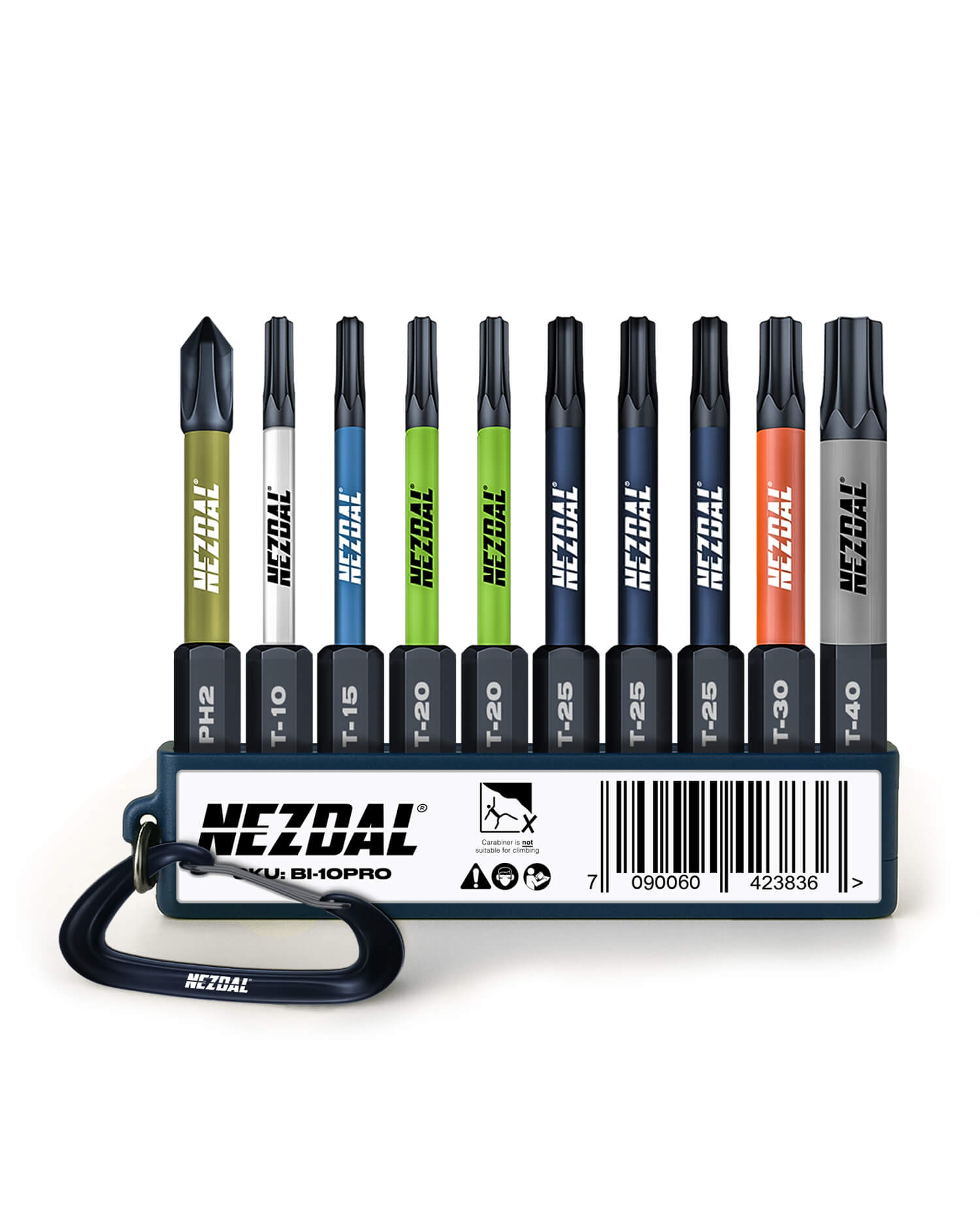 Kirvesmiehen suosikit MegaPack | 25 settiä | 60mm pituus | Värikoodattu | Täydellinen istuvuus | 10 kpl ruuvauskärkeä, karabiinipidike