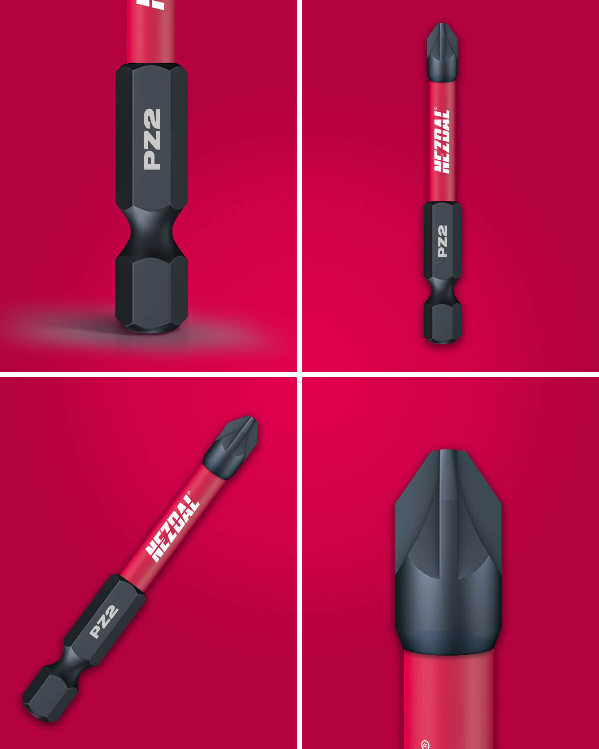 PZ2 | Bits | 60mm length | Color-coded | Perfect fit | For Impact & Drill Drivers | 2 pcs