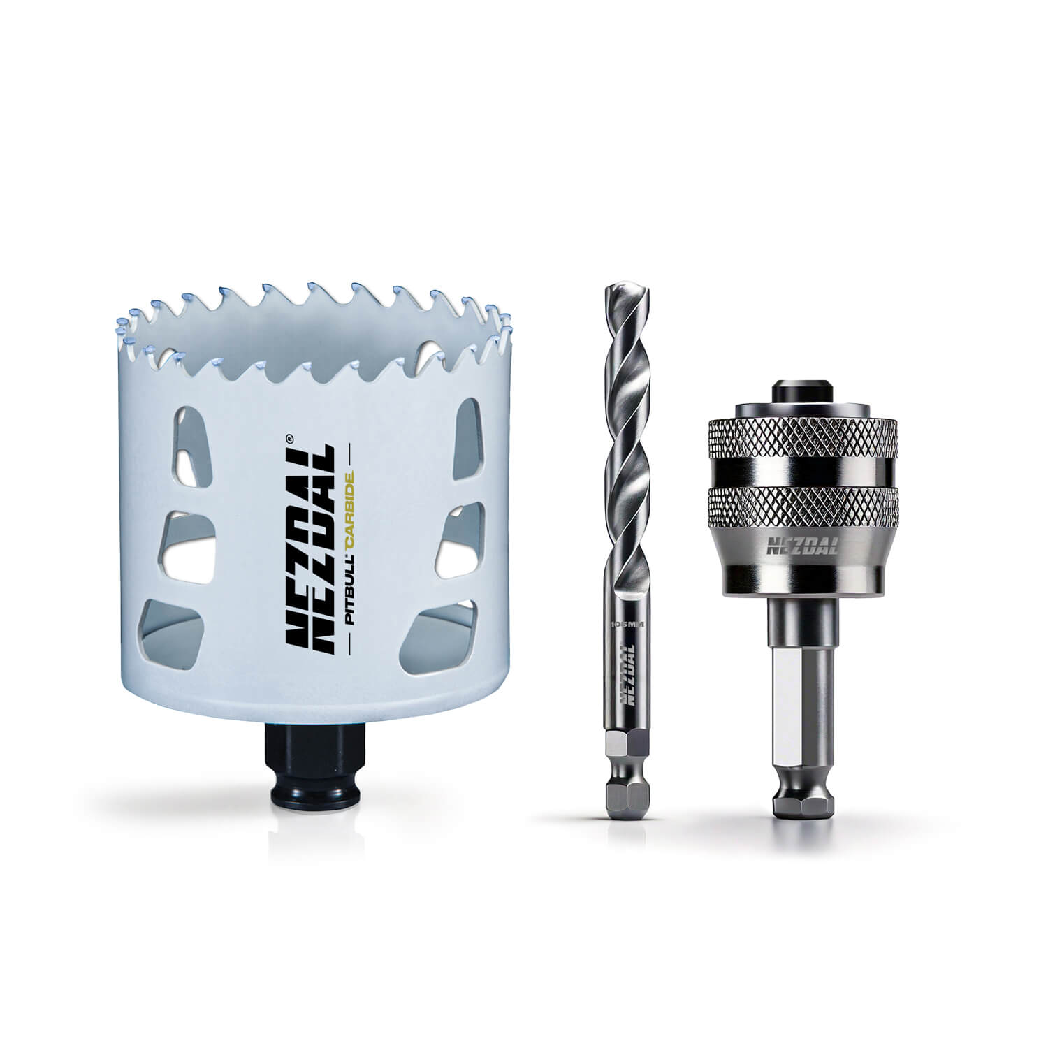 73mm | 50X longer life | Multi-Material | Pitbull® Carbide | 60mm cutting depth | Incl. adapter, pilot drill | Hole saw set