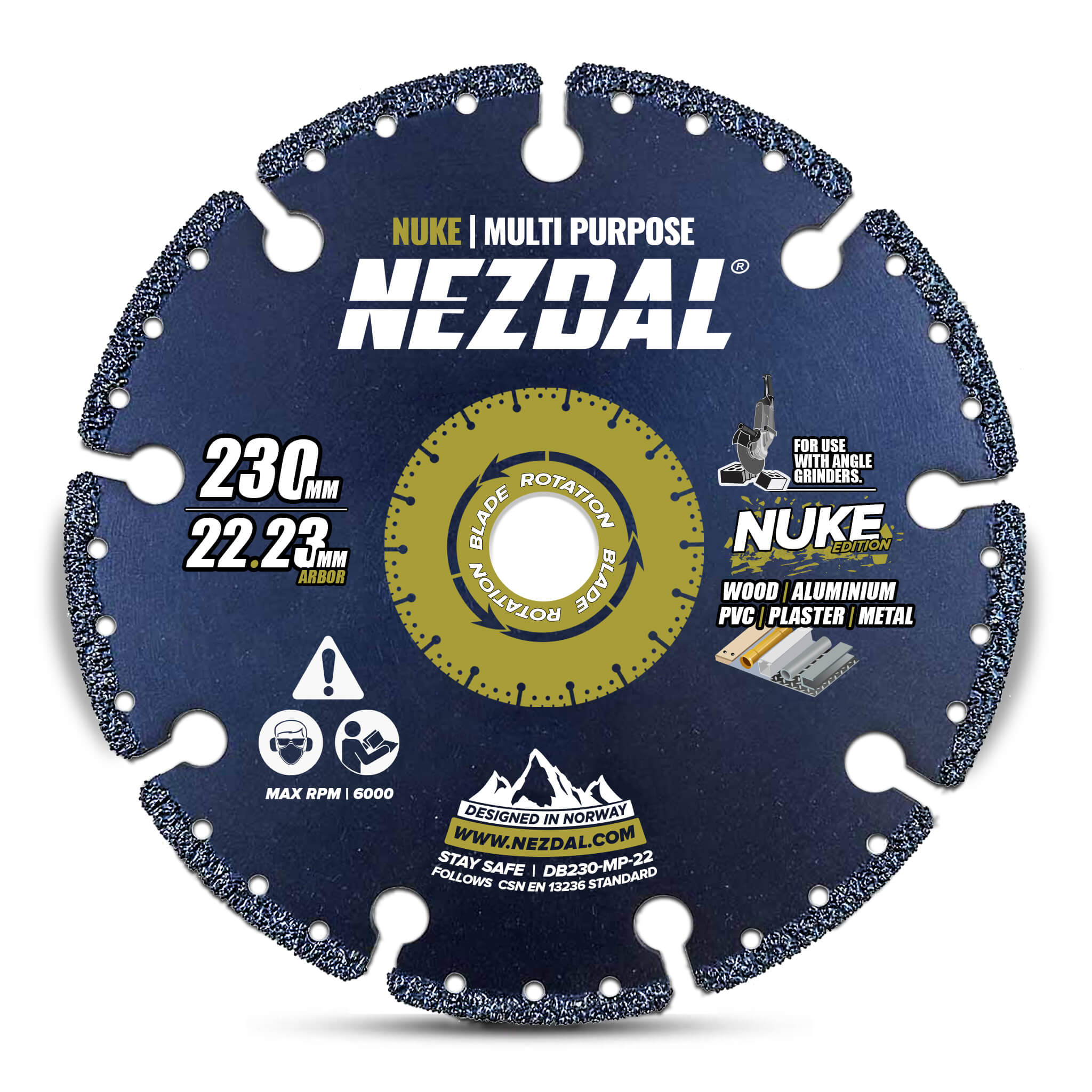 230mm diamond blade cutting disc for angle grinder for cutting wood, plastic, aluminum, composite, metal etc.