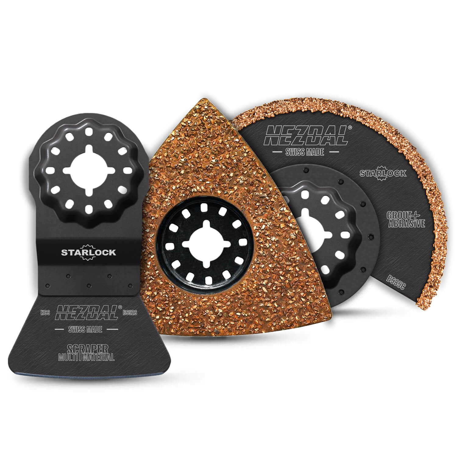 3-pack multitool blades for removal of grout, mortar, residues, glue, tiles